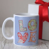 Colourful Patchwork Style Blue Coffee Mug Gift For Him